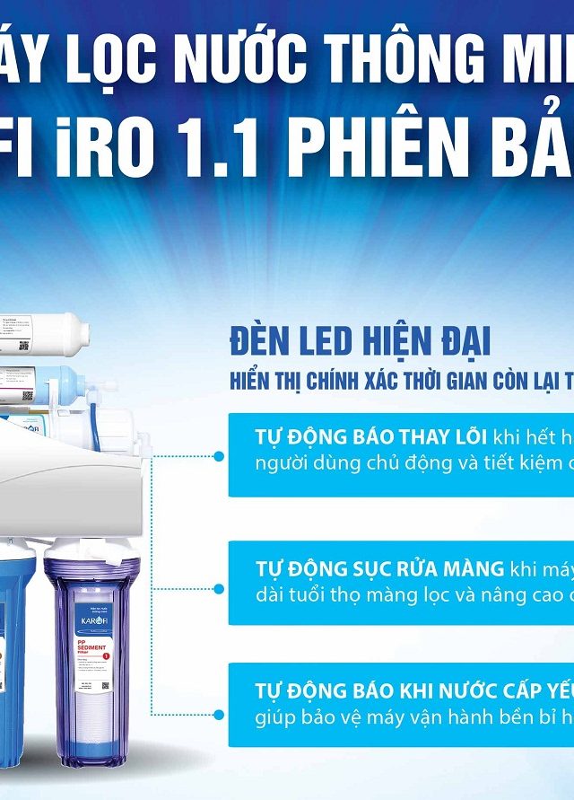 Thông số kỹ thuật máy lọc nước Karofi iRO 1.2 và 2.0